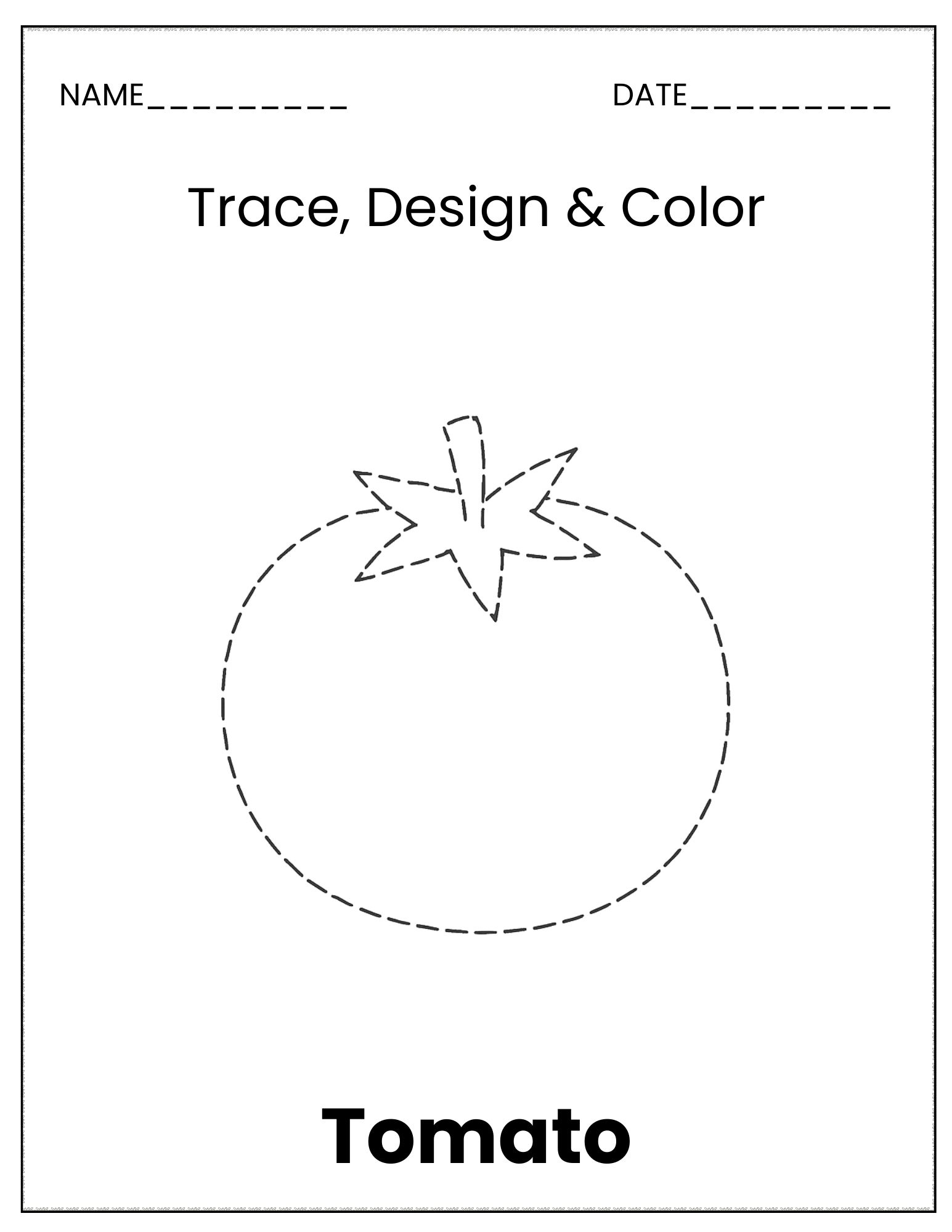 Vegetable trace and colour sheet