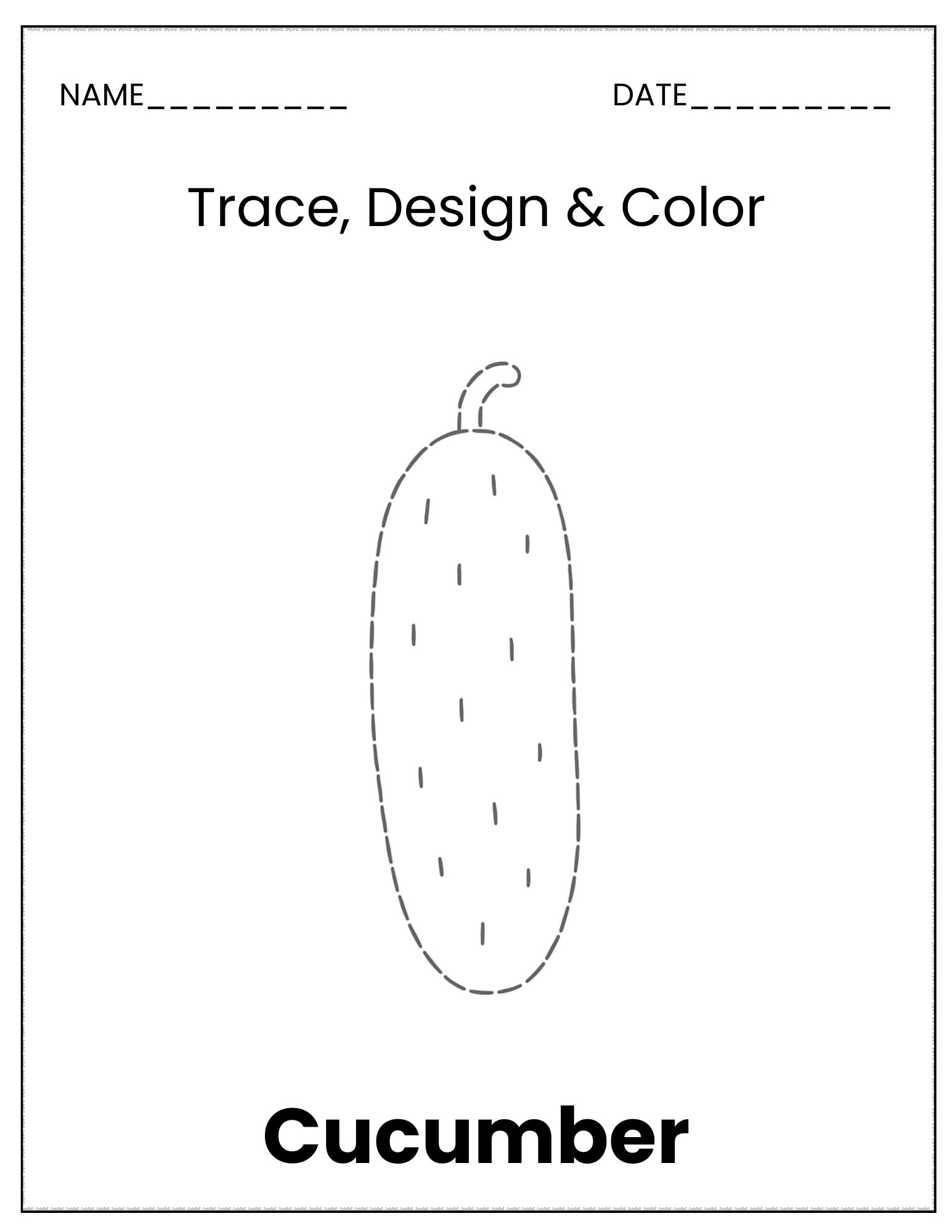 Vegetable trace and colour sheet