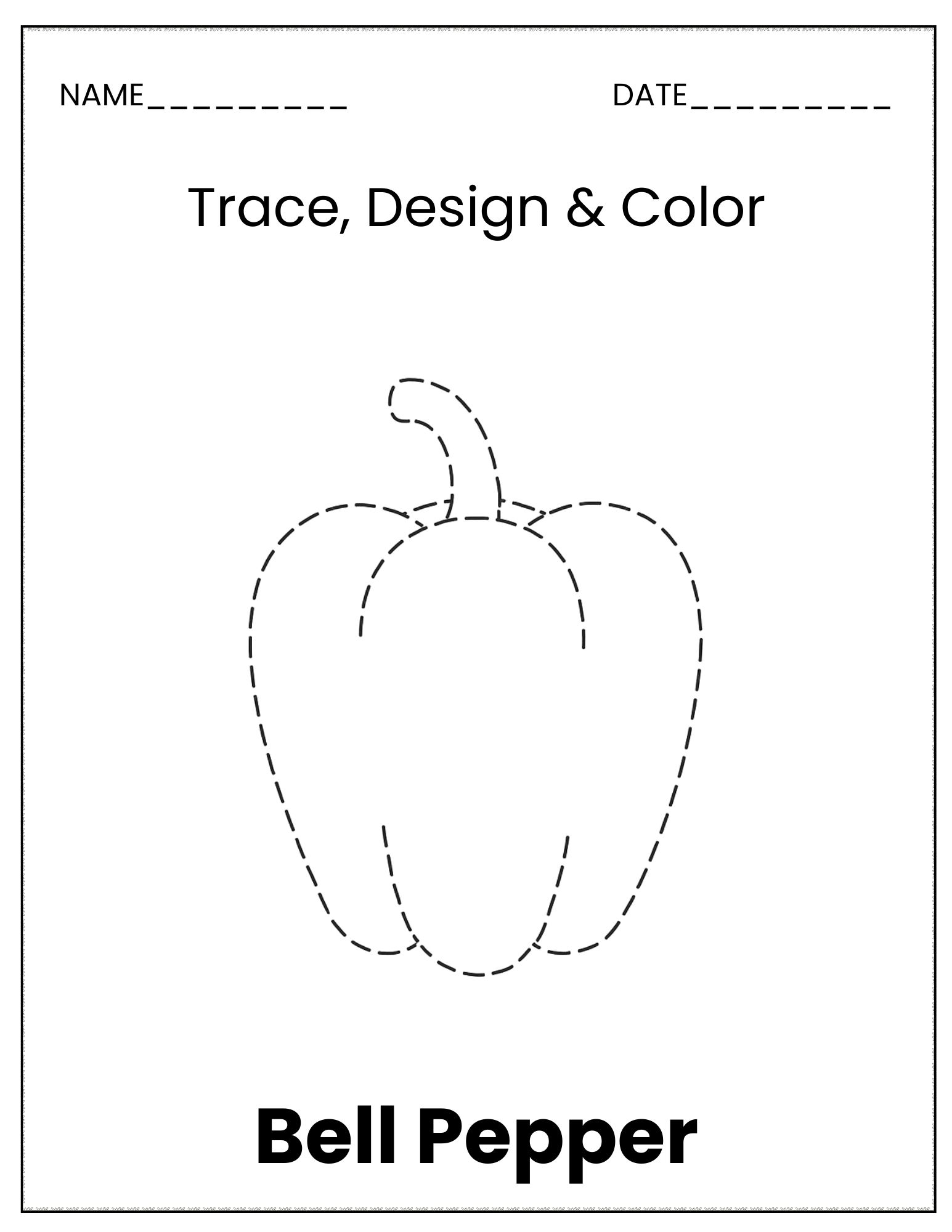 Vegetable trace and colour sheet
