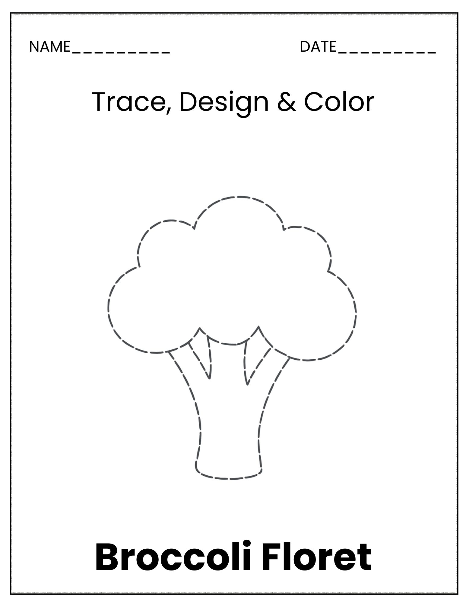 Vegetable trace and colour sheet