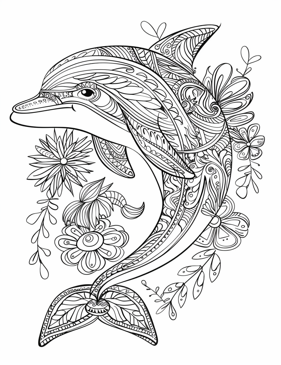 Dolphin colouring sheet
