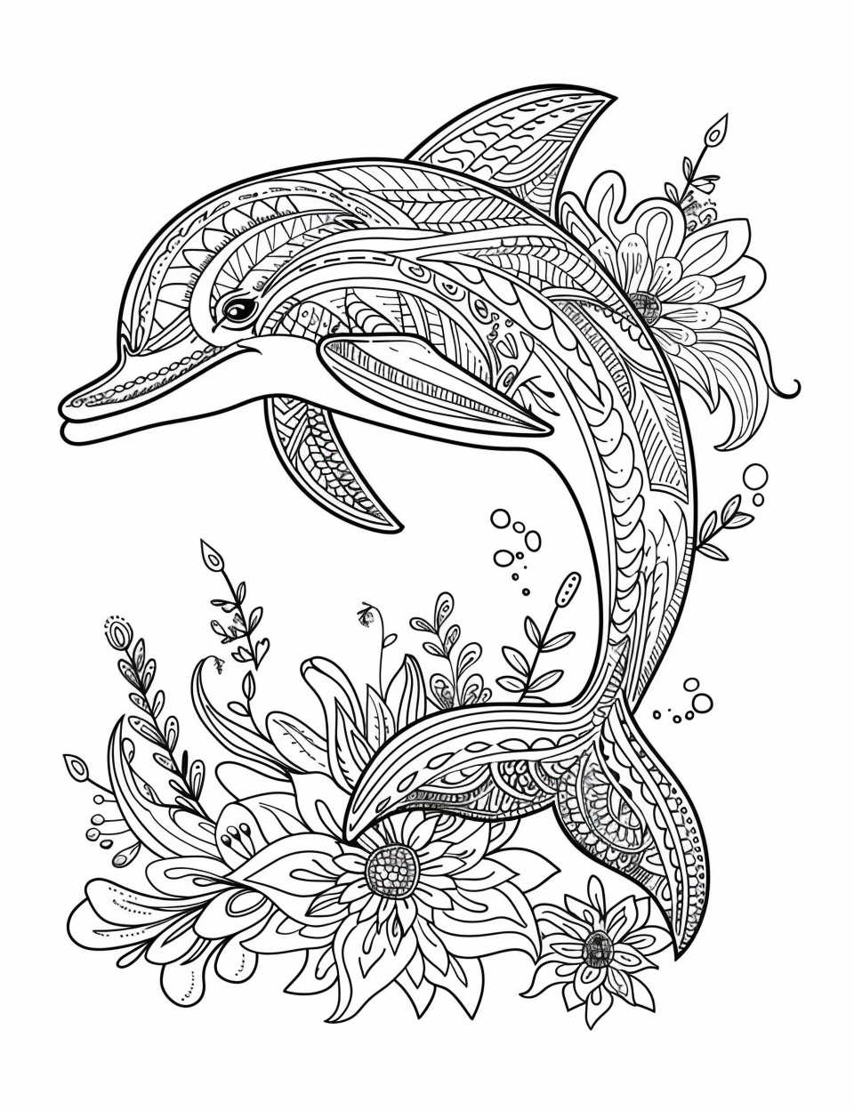 Dolphin colouring sheet