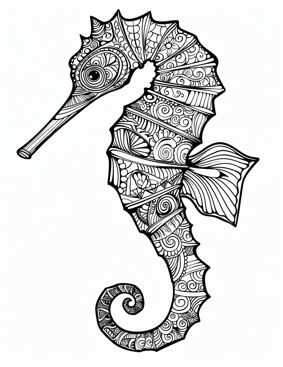 Seahorse colouring sheet