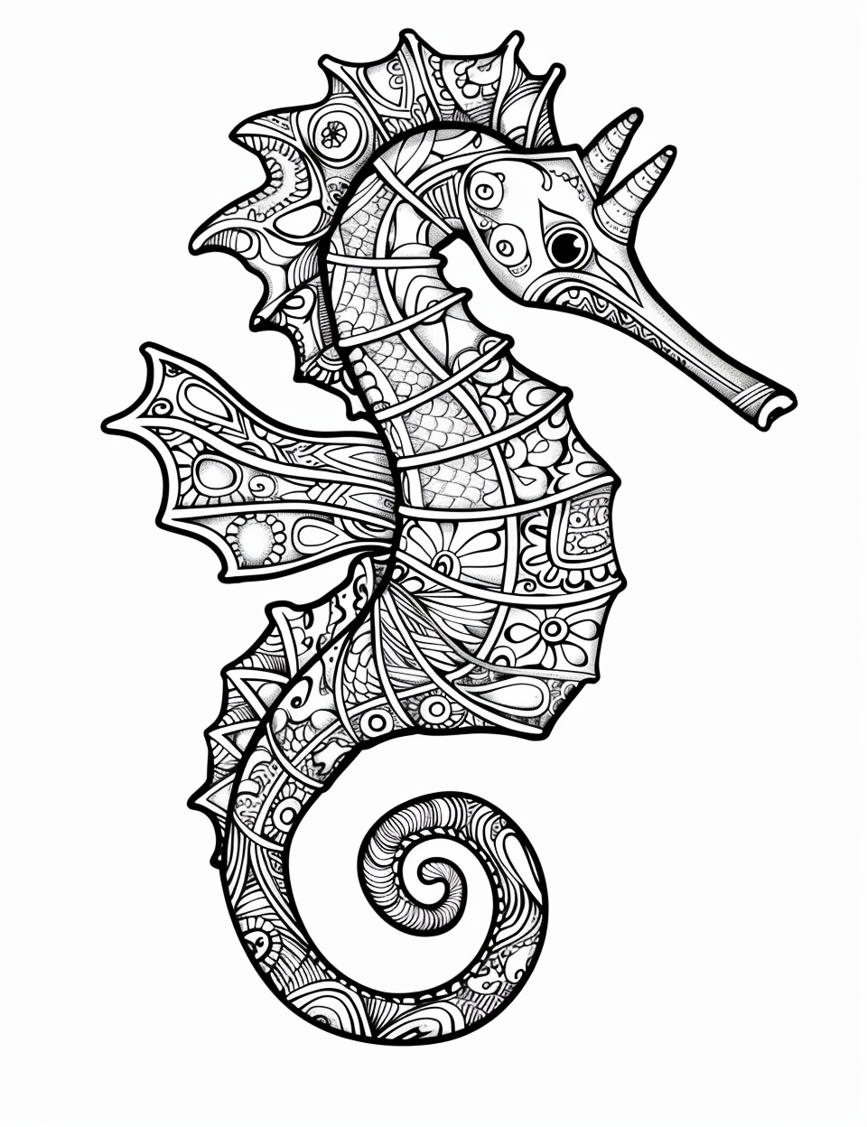 Seahorse colouring sheet