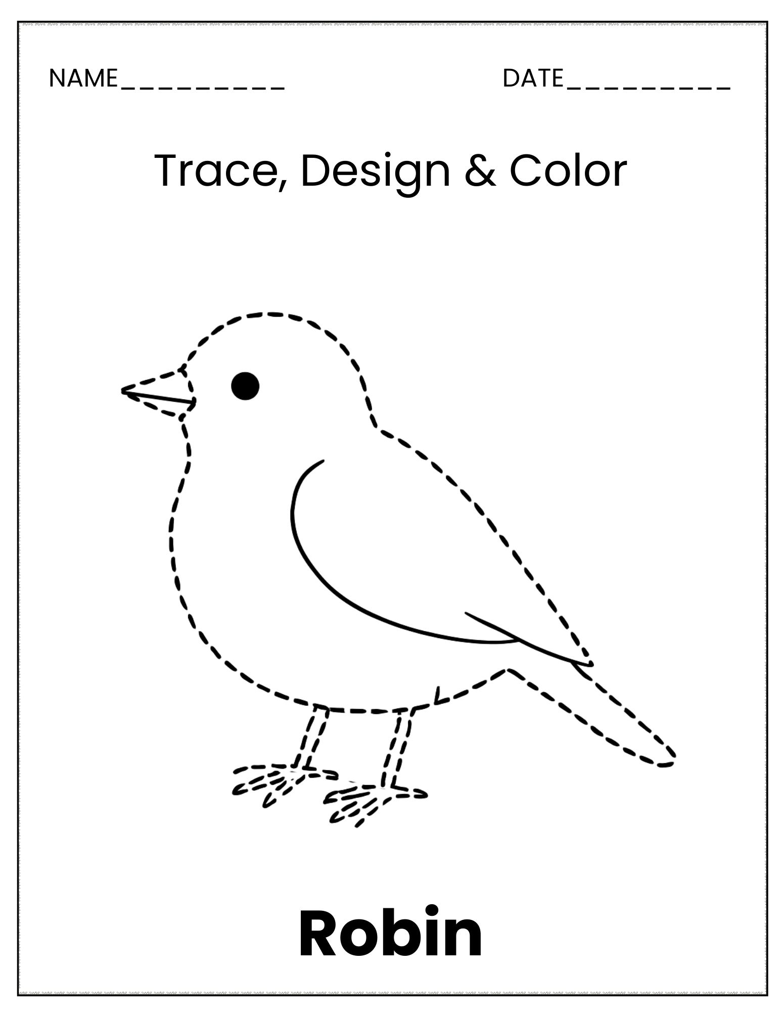 Birds trace and colour sheet