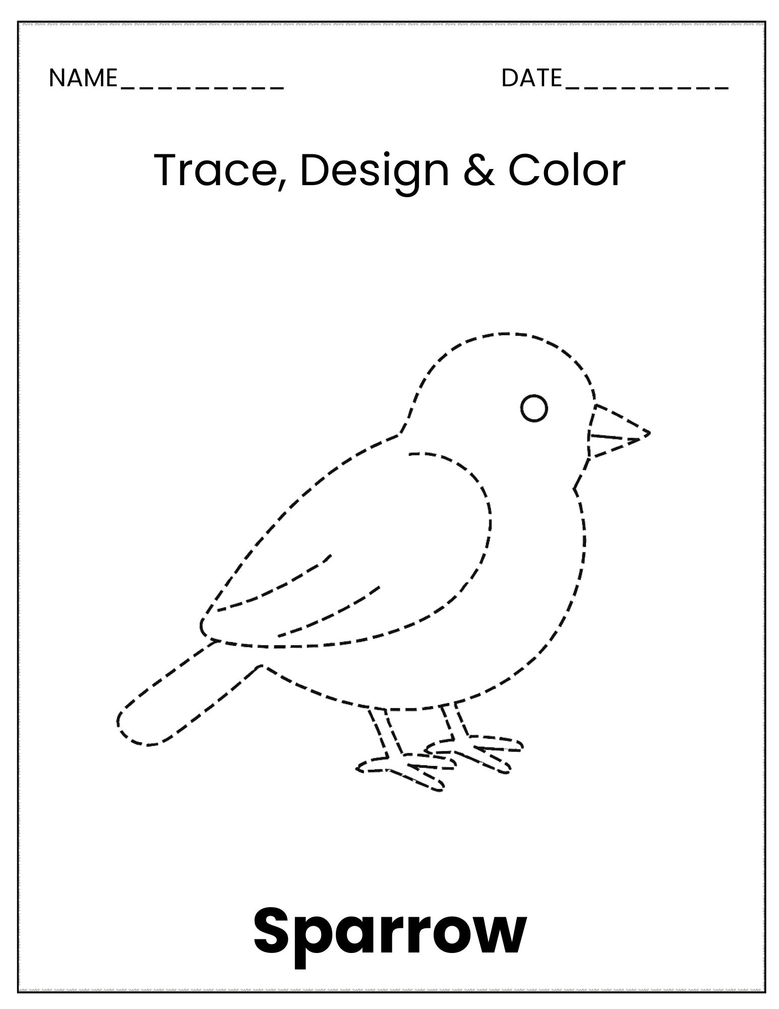 Birds trace and colour sheet