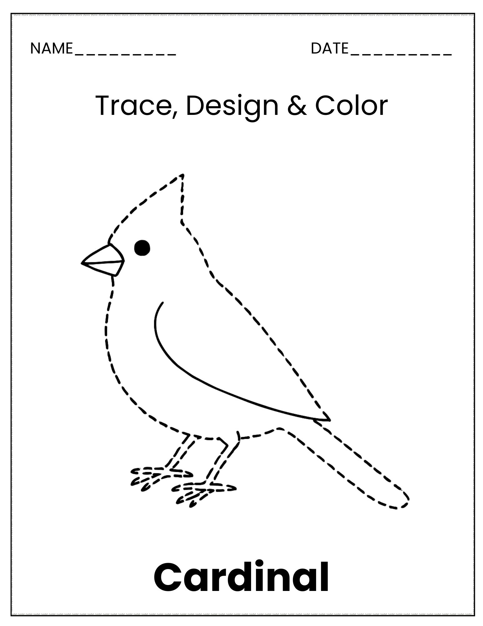Birds trace and colour sheet